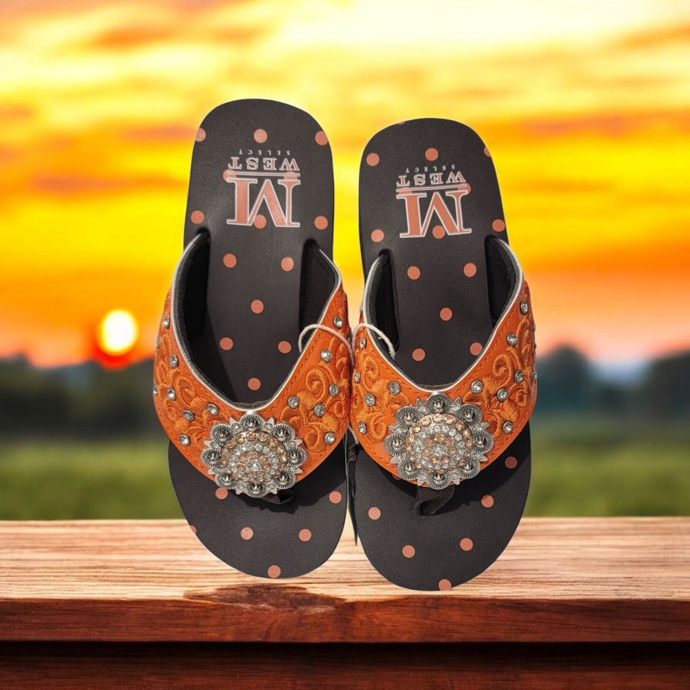 Orange and Black Women's Sandals